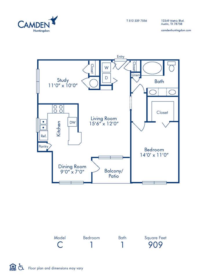 Floorplan diagram for C, showing 1 bedroom