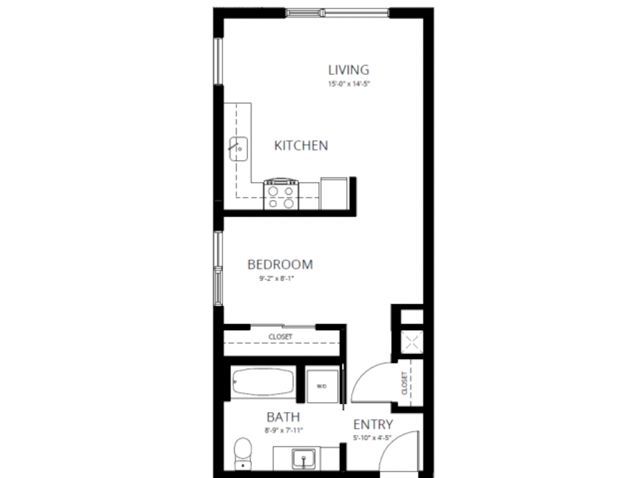 Floorplan diagram for Jamison East, showing 1 bedroom