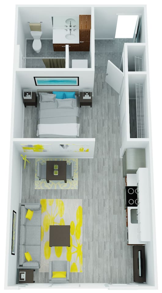 Floorplan diagram for Tanner, showing 1 bedroom