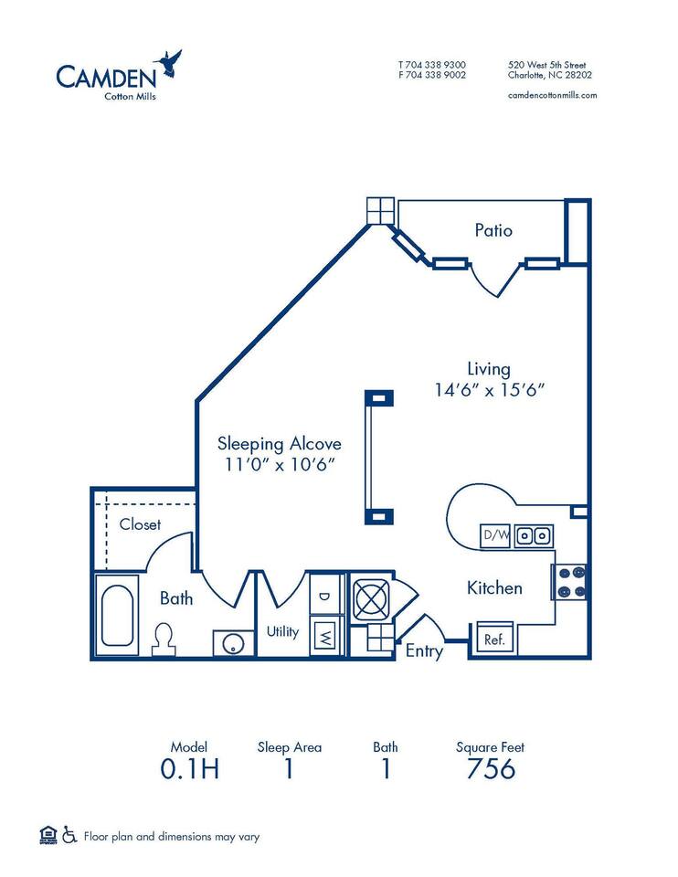 Floorplan diagram for 0.1H, showing Studio