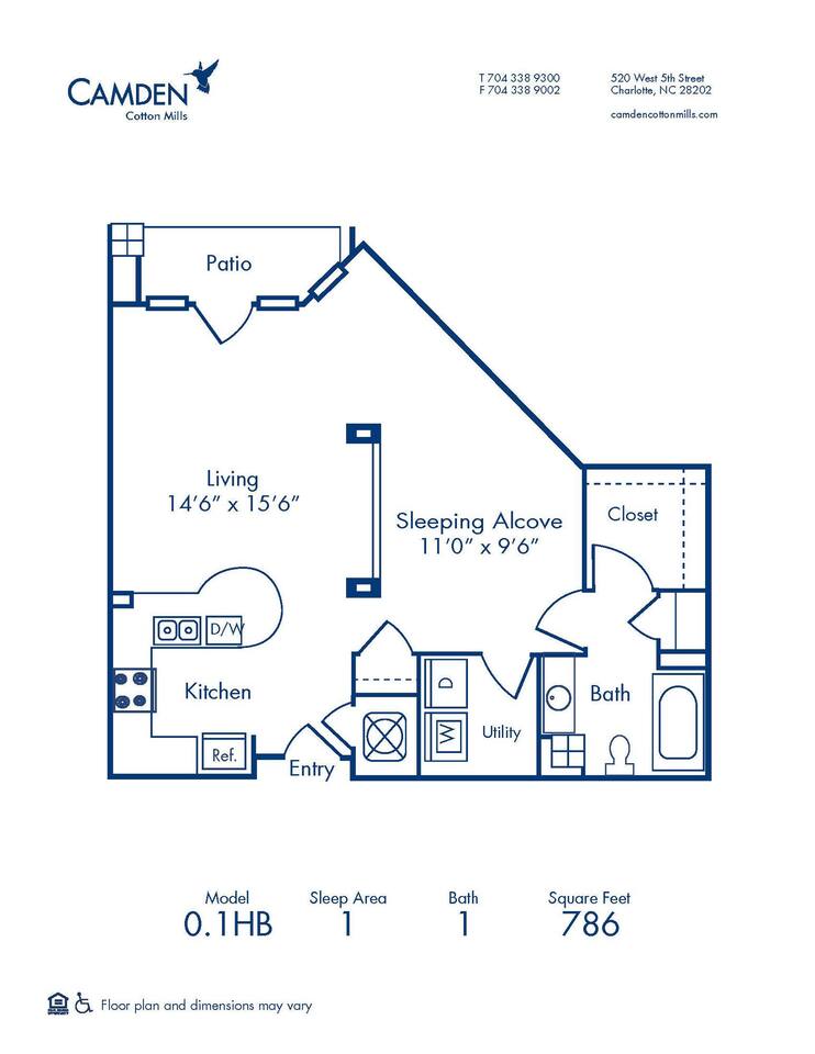 Floorplan diagram for 0.1HB, showing Studio