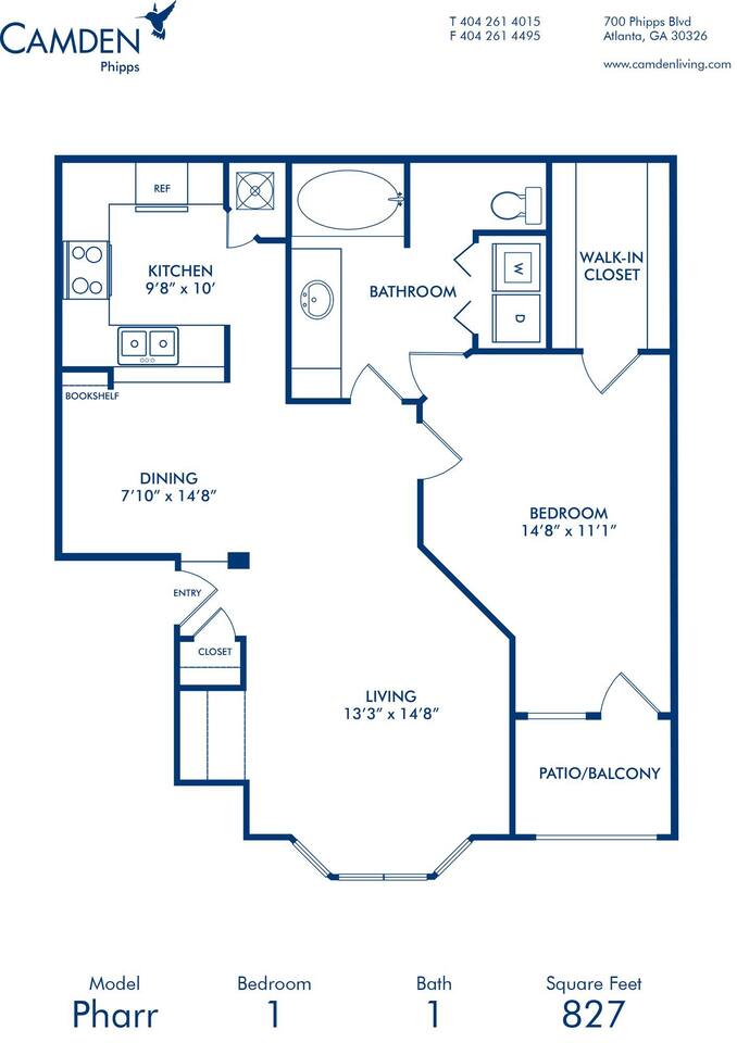 Floorplan diagram for Pharr, showing 1 bedroom