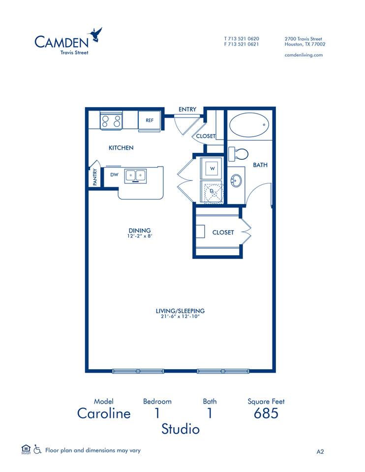 Floorplan diagram for Caroline, showing Studio