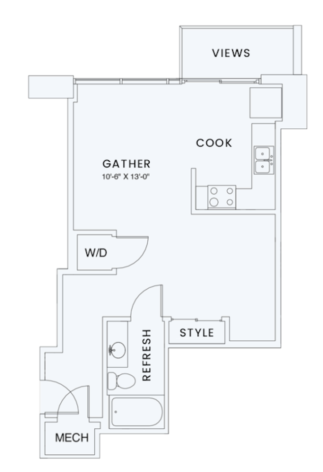 Floorplan diagram for S1, showing Studio