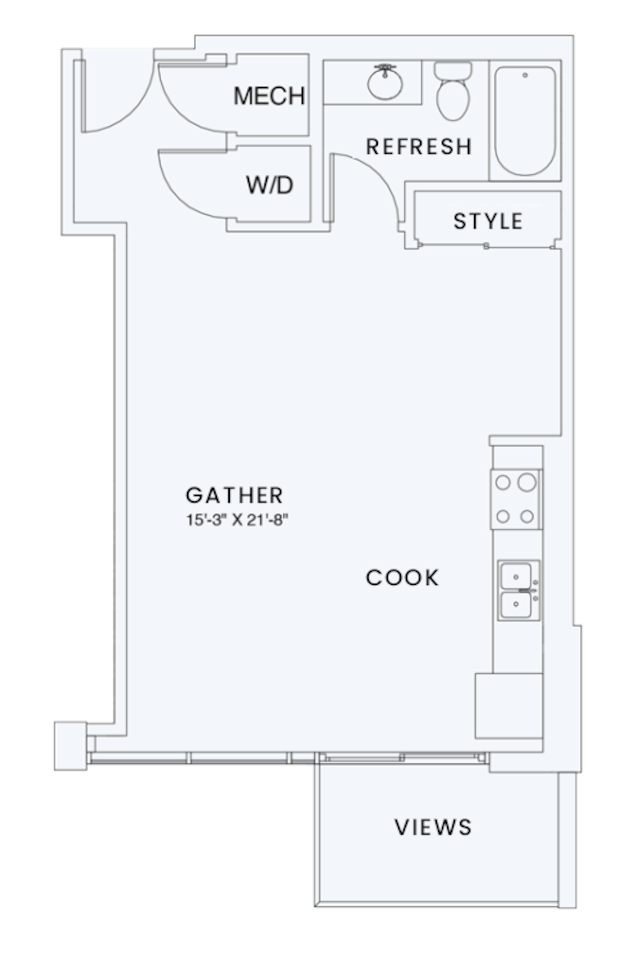 Floorplan diagram for S2, showing Studio