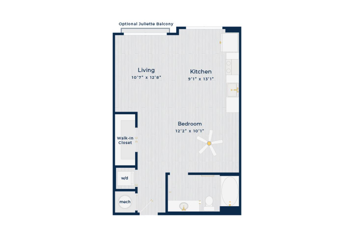 Floorplan diagram for Edgewood, showing Studio