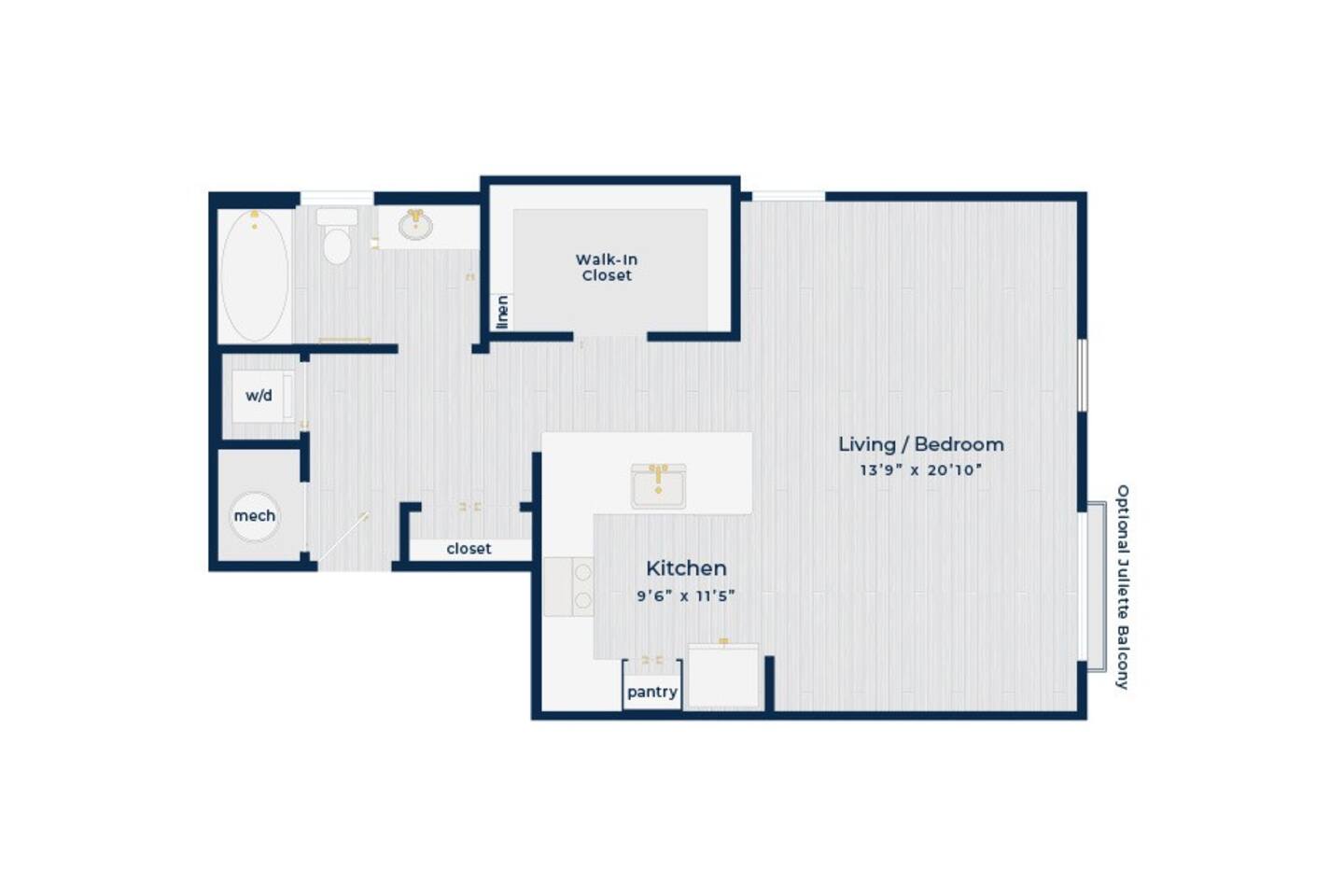 Floorplan diagram for Dekalb, showing Studio