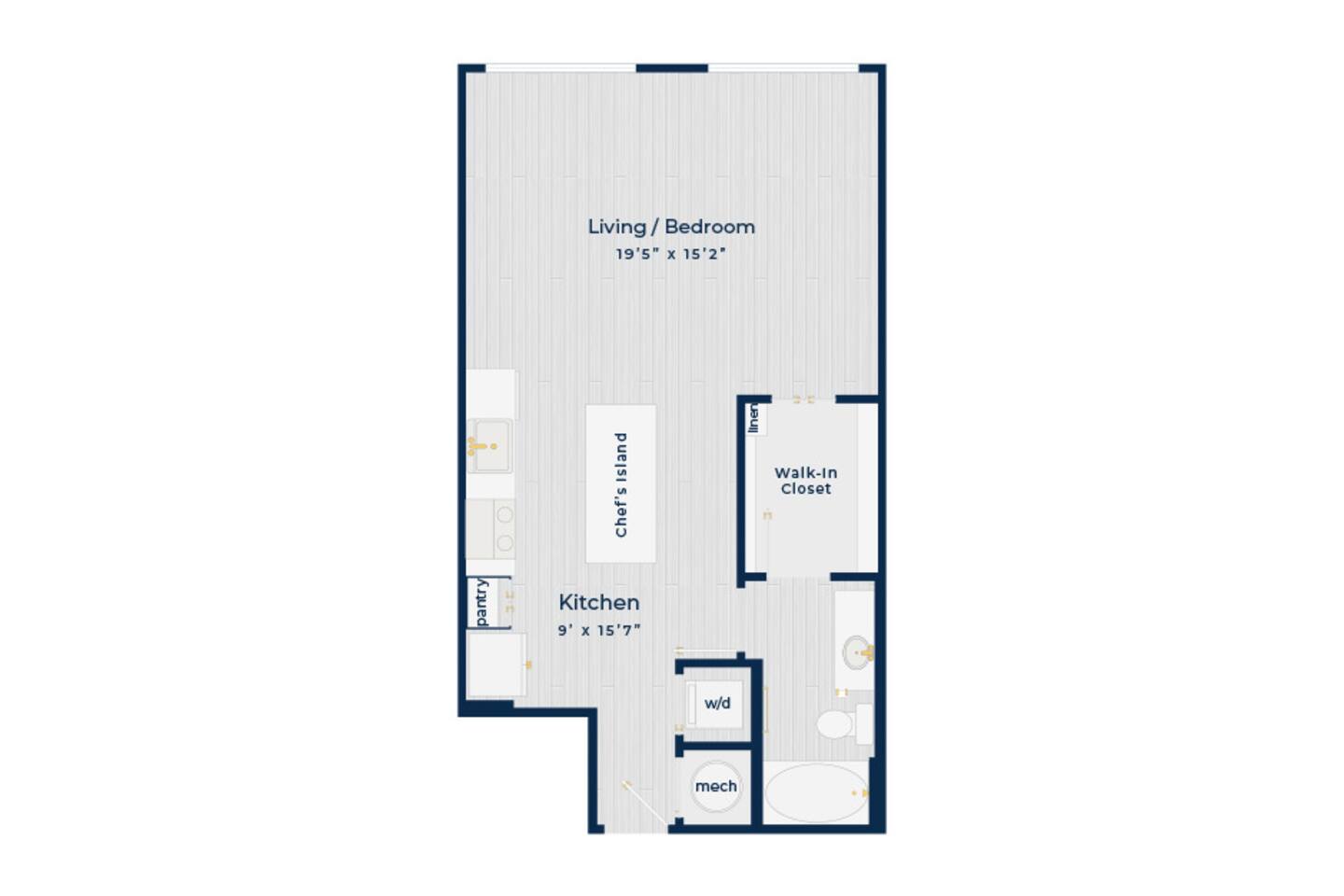Floorplan diagram for Randolph, showing Studio