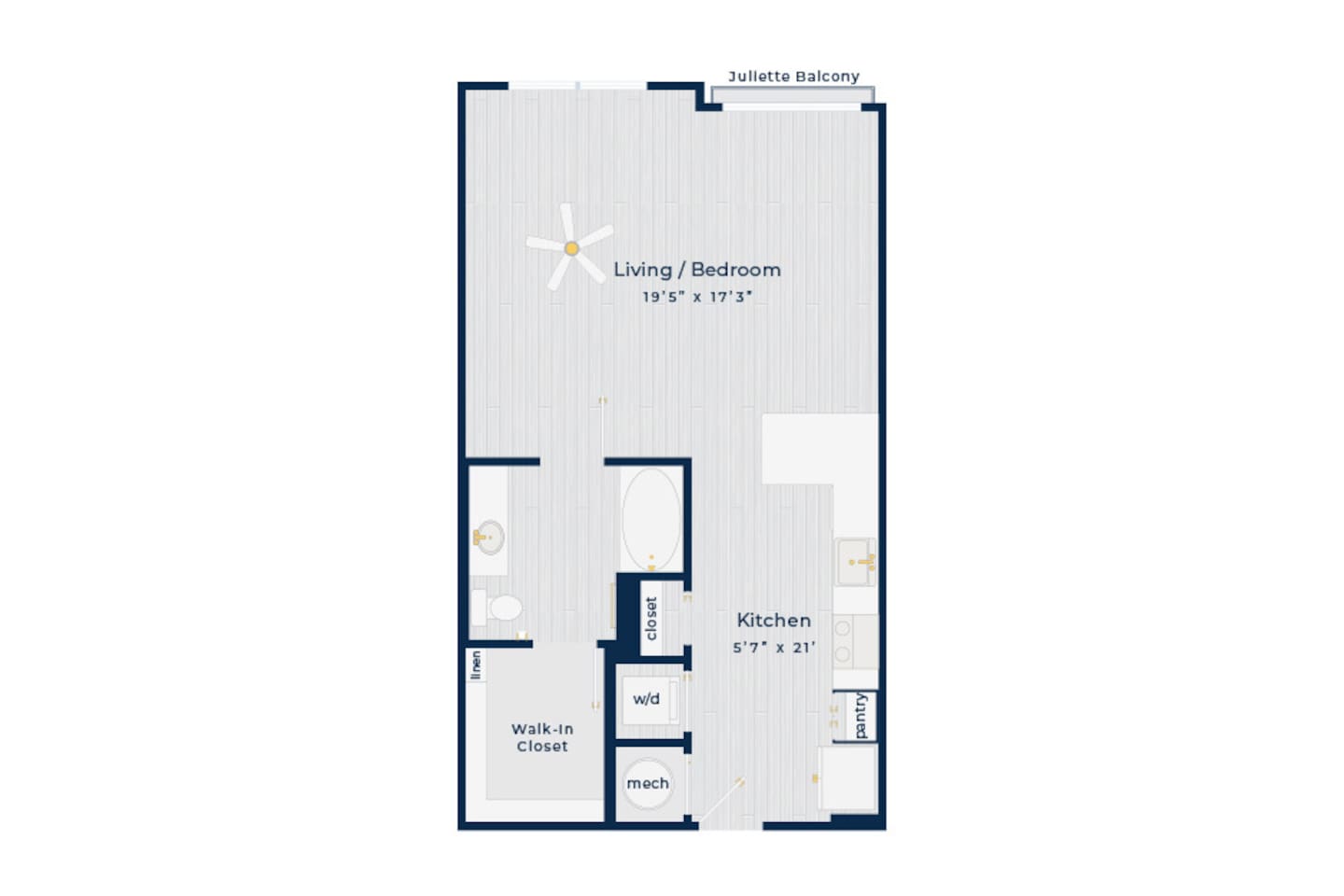 Floorplan diagram for Irwin, showing Studio