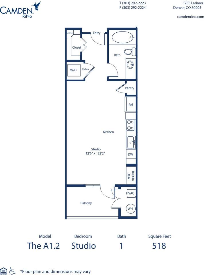 Floorplan diagram for The A1.2, showing Studio