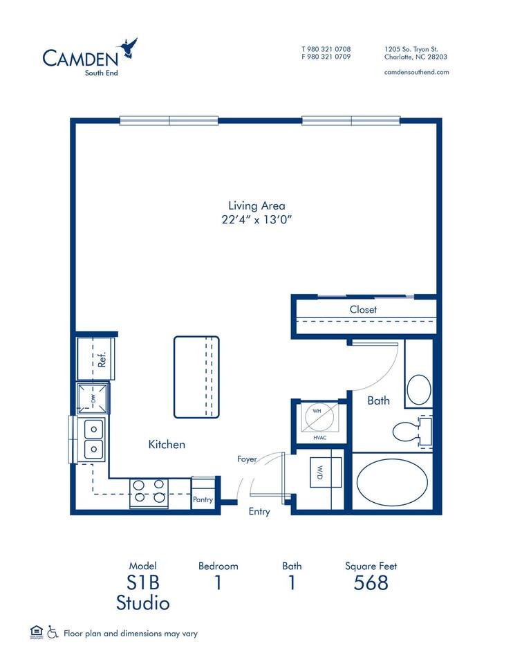 Floorplan diagram for S1B, showing Studio