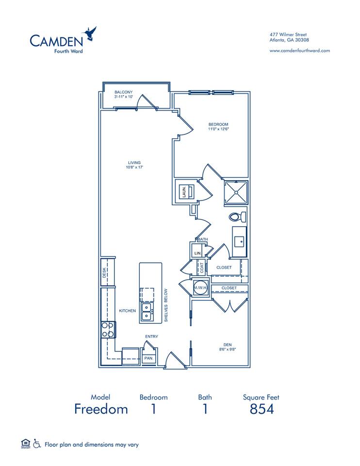 Floorplan diagram for Freedom, showing 1 bedroom