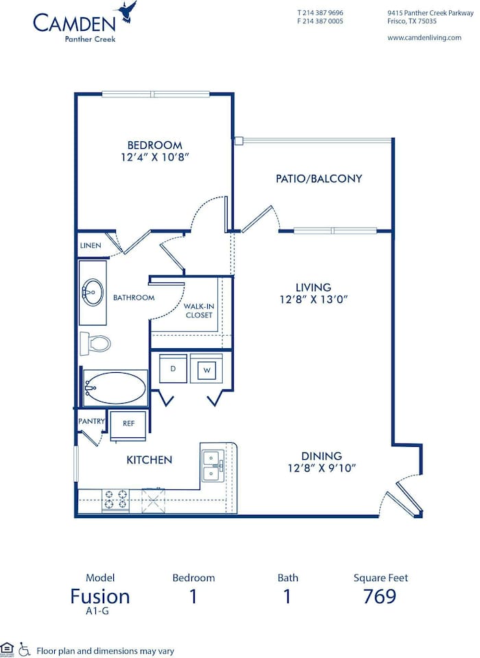 Floorplan diagram for Fusion, showing 1 bedroom