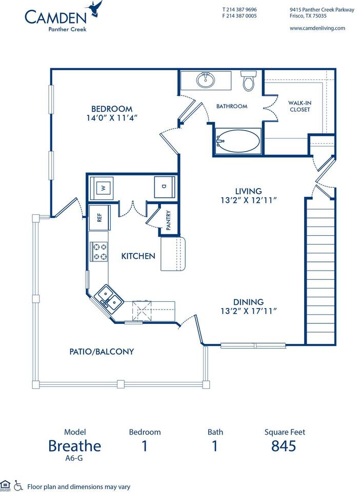 Floorplan diagram for Breathe, showing 1 bedroom