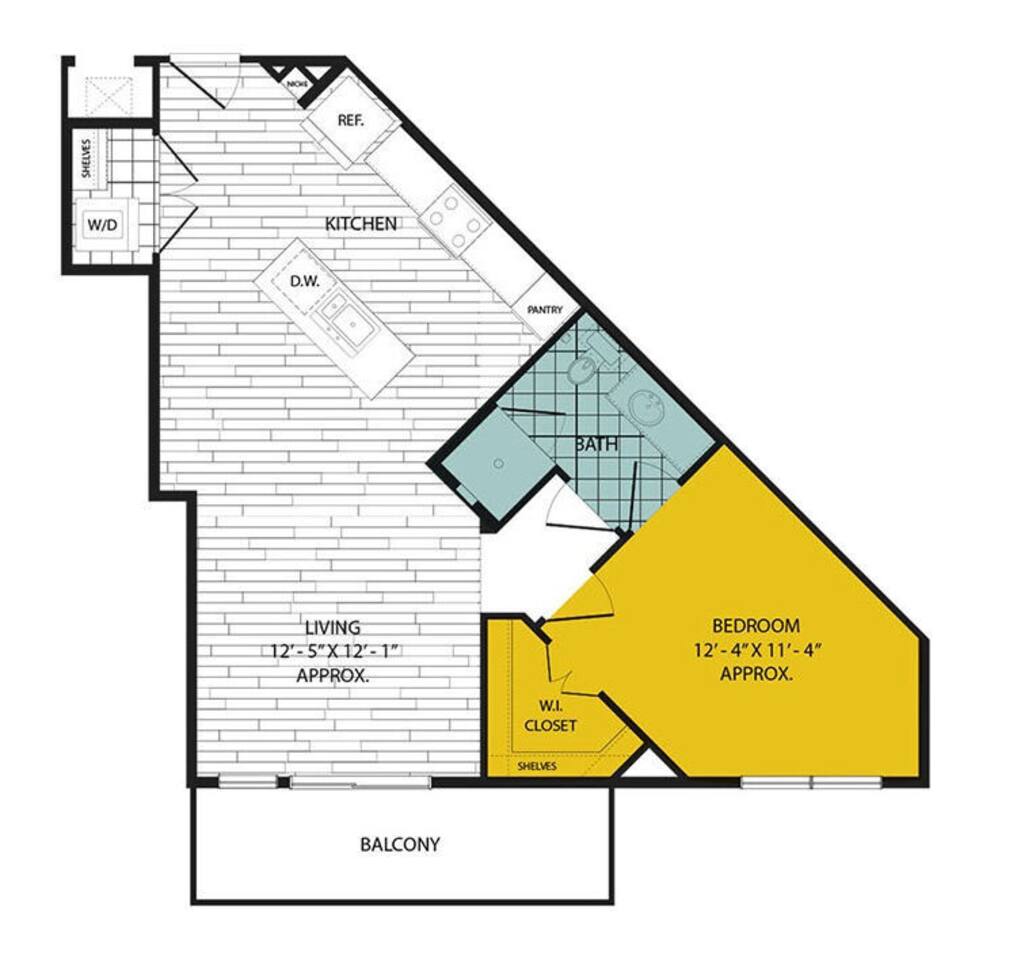 Floorplan diagram for A11, showing 1 bedroom