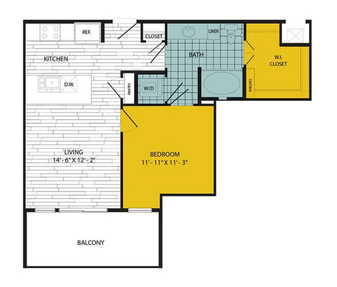 Floorplan diagram for A4, showing 1 bedroom