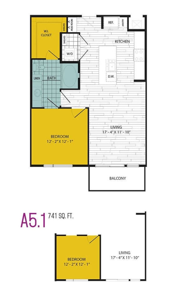 Floorplan diagram for A5, showing 1 bedroom
