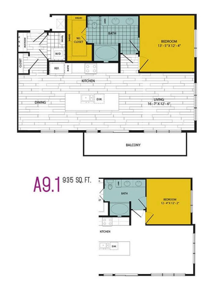 Floorplan diagram for A9, showing 1 bedroom