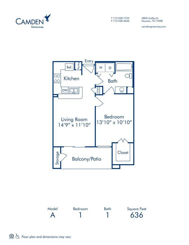 Floorplan diagram for A, showing 1 bedroom