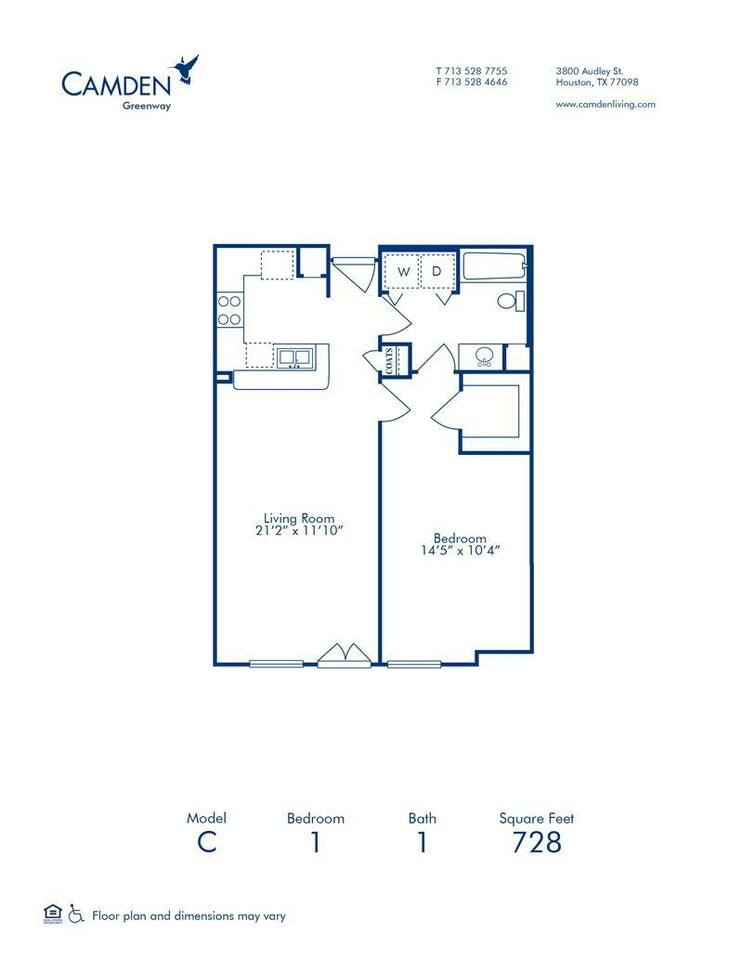 Floorplan diagram for C, showing 1 bedroom
