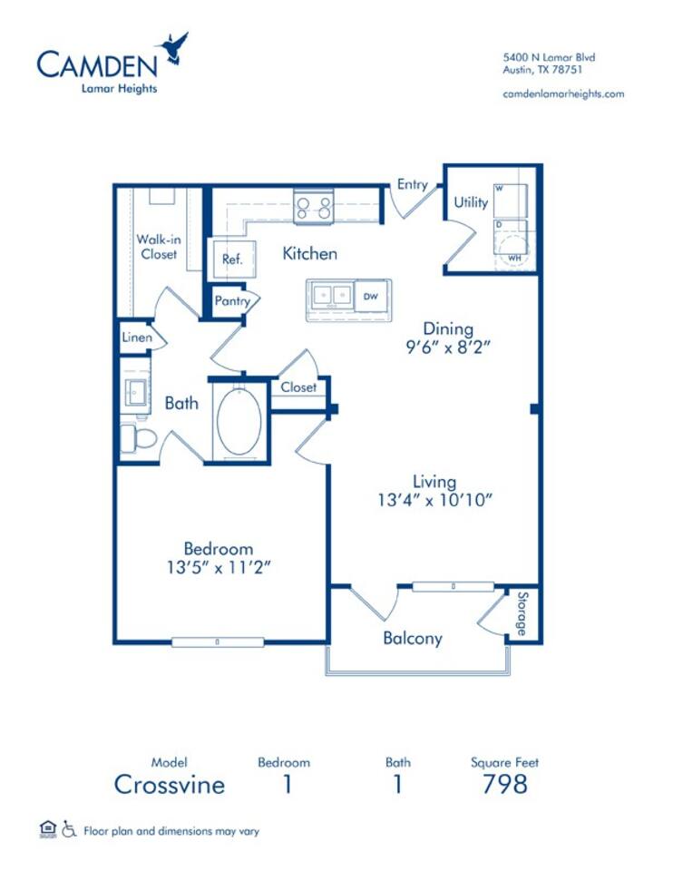 Floorplan diagram for Crossvine, showing 1 bedroom