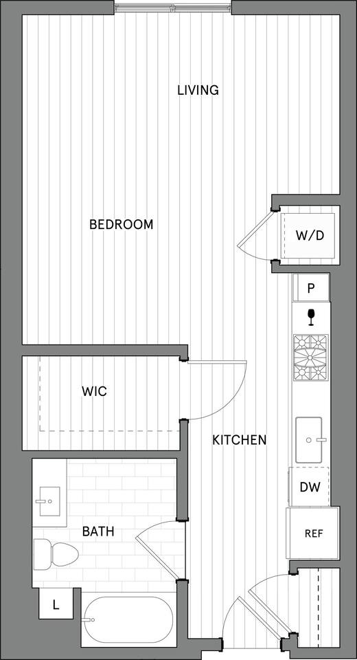 Floorplan diagram for 0B.A, showing Studio