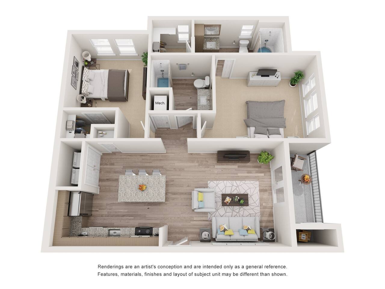 Floorplan diagram for B2.160, showing 2 bedroom
