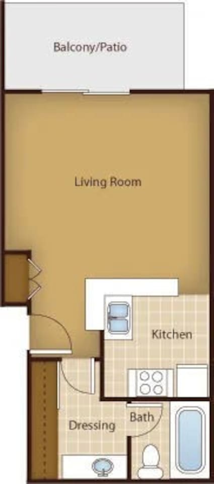 Floorplan diagram for E1, showing Studio