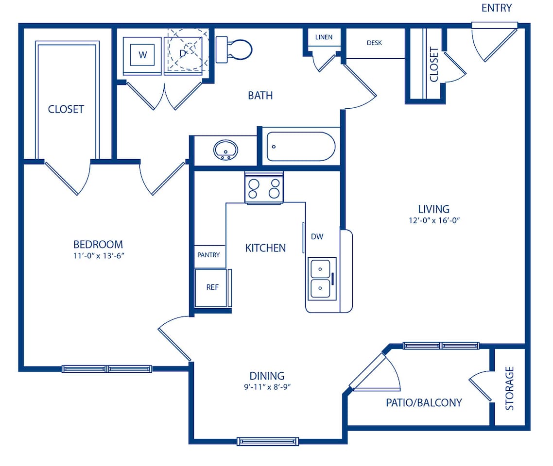 Floorplan diagram for Birch - II, showing 1 bedroom