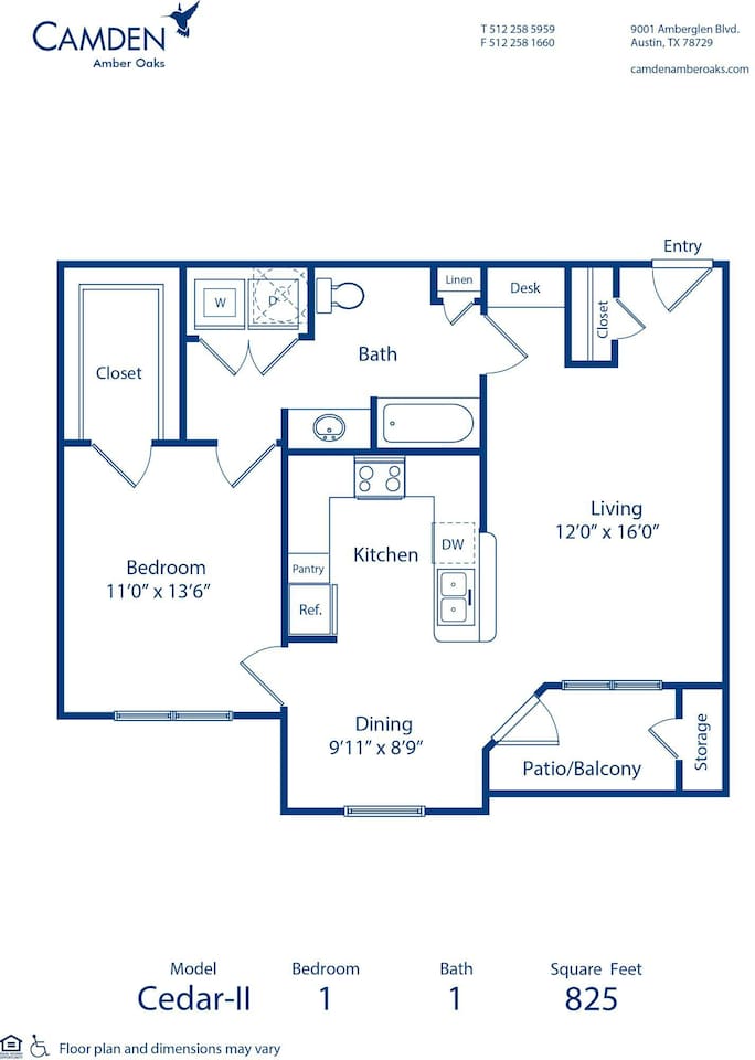Floorplan diagram for Cedar - II, showing 1 bedroom