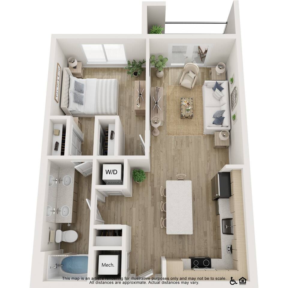 Floorplan diagram for 1A- 1x1, showing 1 bedroom
