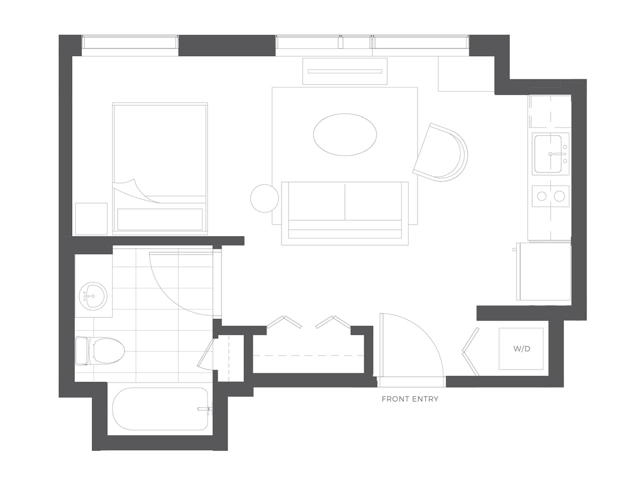 Floorplan diagram for 5, showing Studio