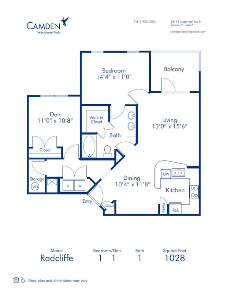Floorplan diagram for Radcliffe, showing 1 bedroom