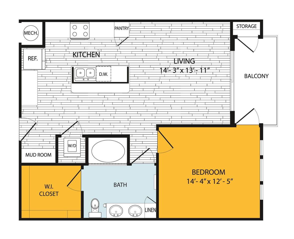 Floorplan diagram for A10, showing 1 bedroom
