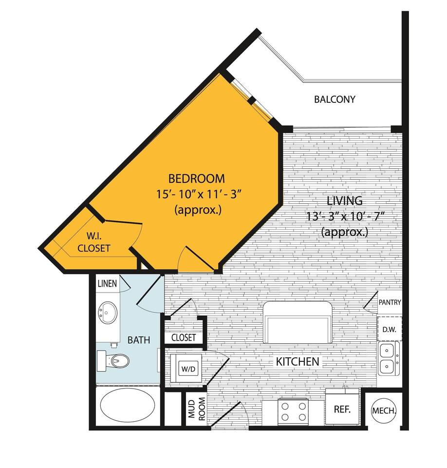 Floorplan diagram for A15, showing 1 bedroom