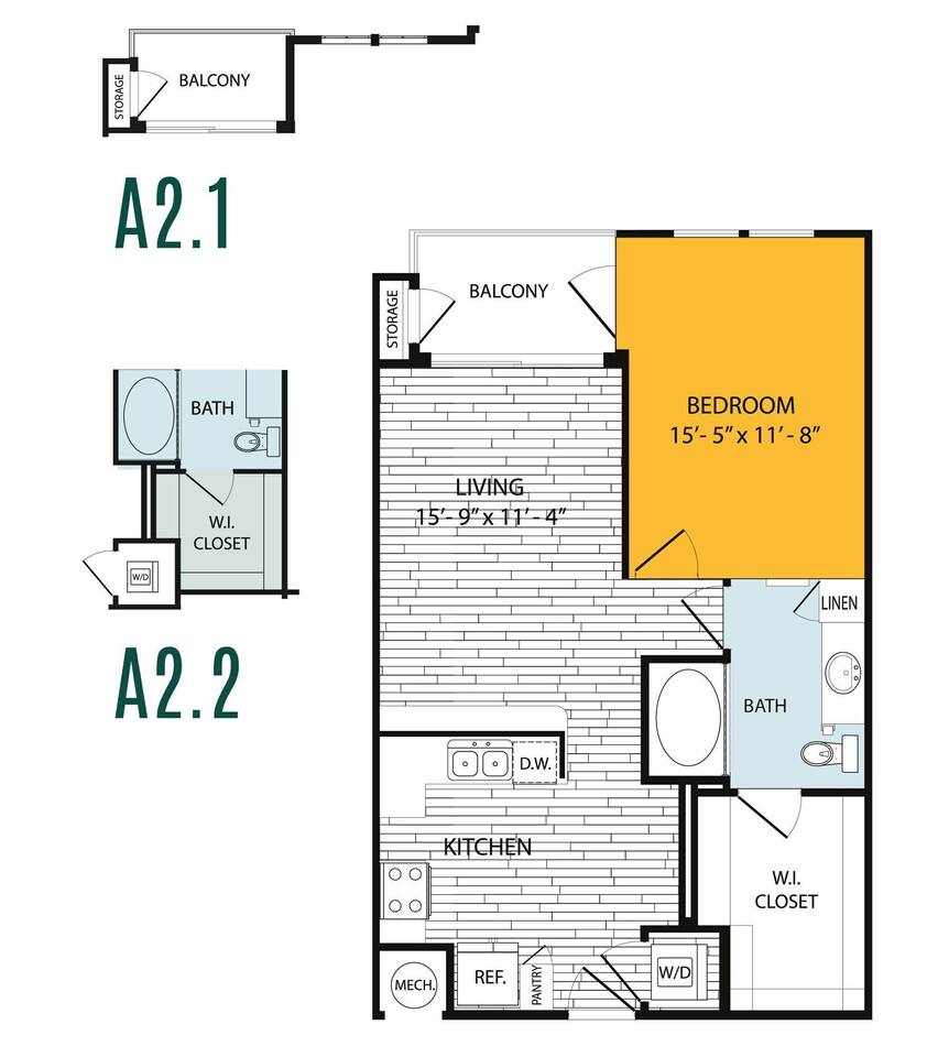 Floorplan diagram for A2, showing 1 bedroom