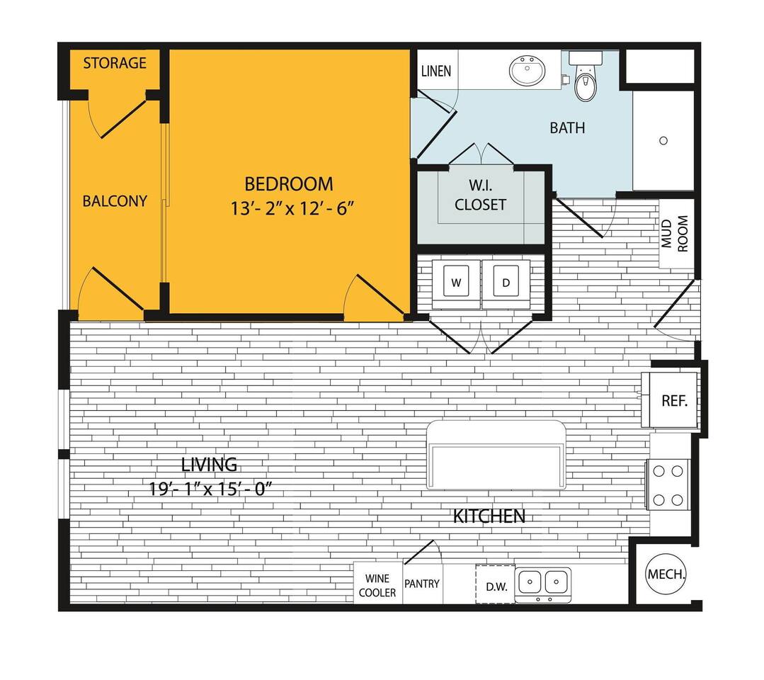 Floorplan diagram for A5, showing 1 bedroom