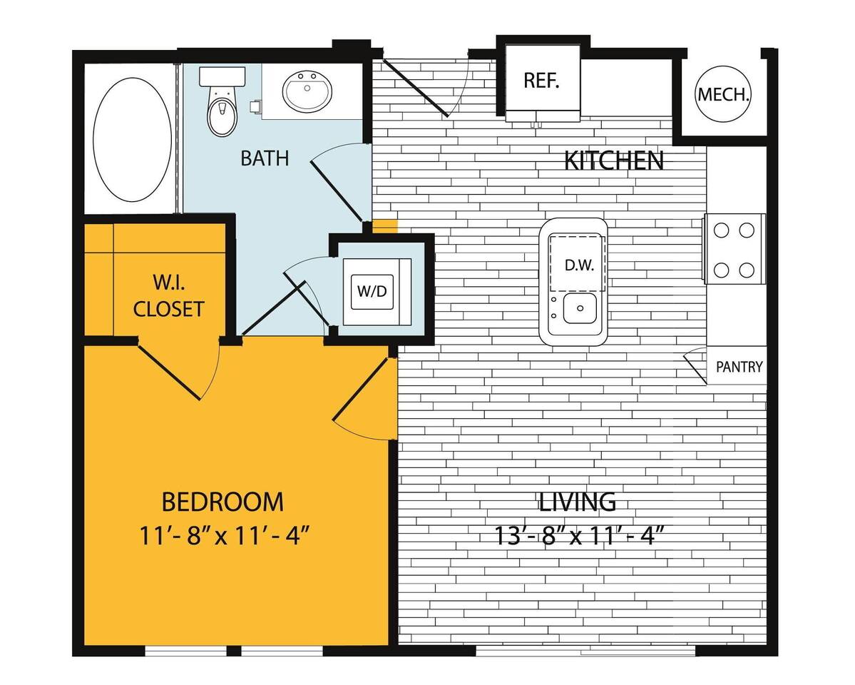 Floorplan diagram for A6, showing 1 bedroom