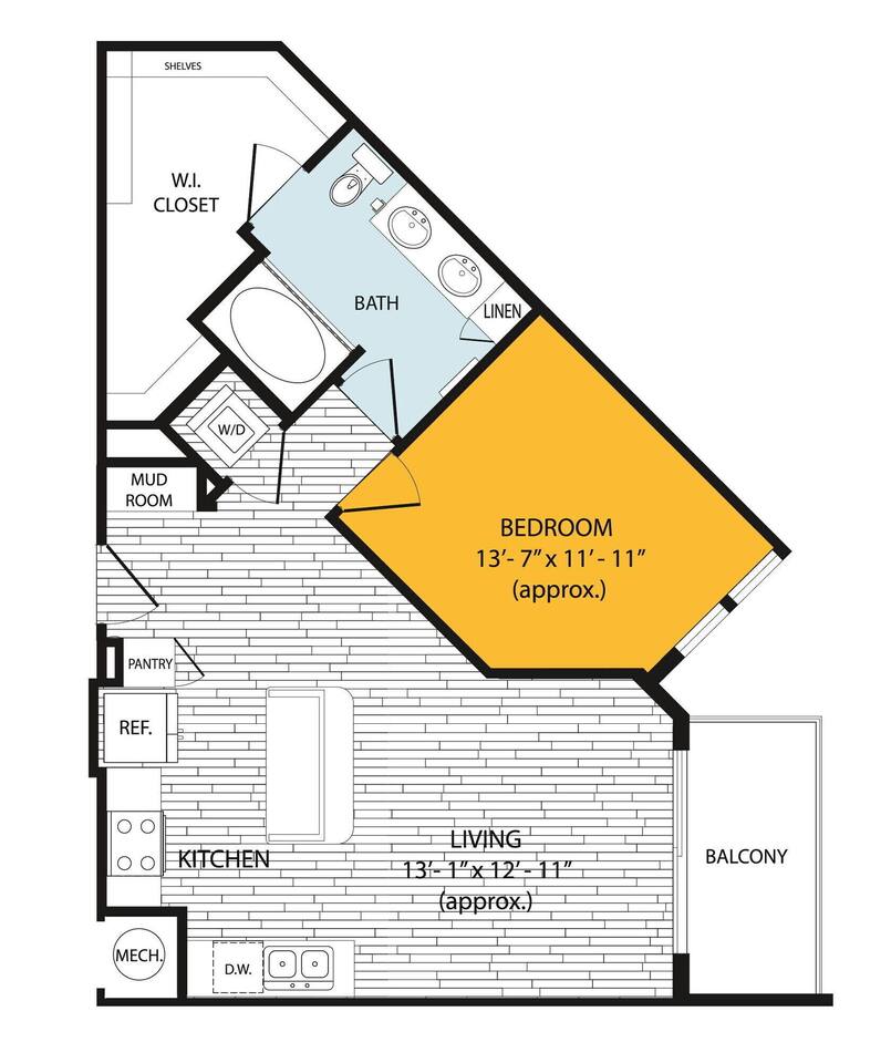 Floorplan diagram for A7, showing 1 bedroom