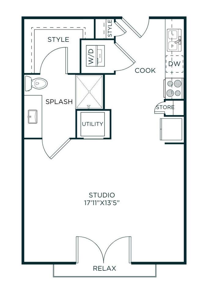 Floorplan diagram for Studio A, showing Studio