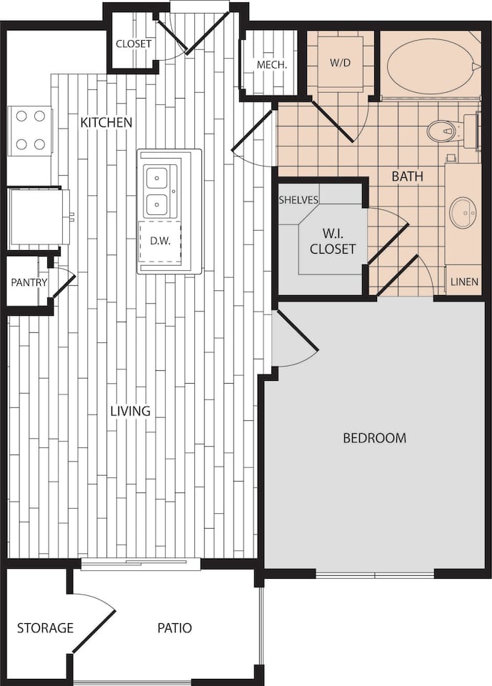 Floorplan diagram for A2, showing 1 bedroom