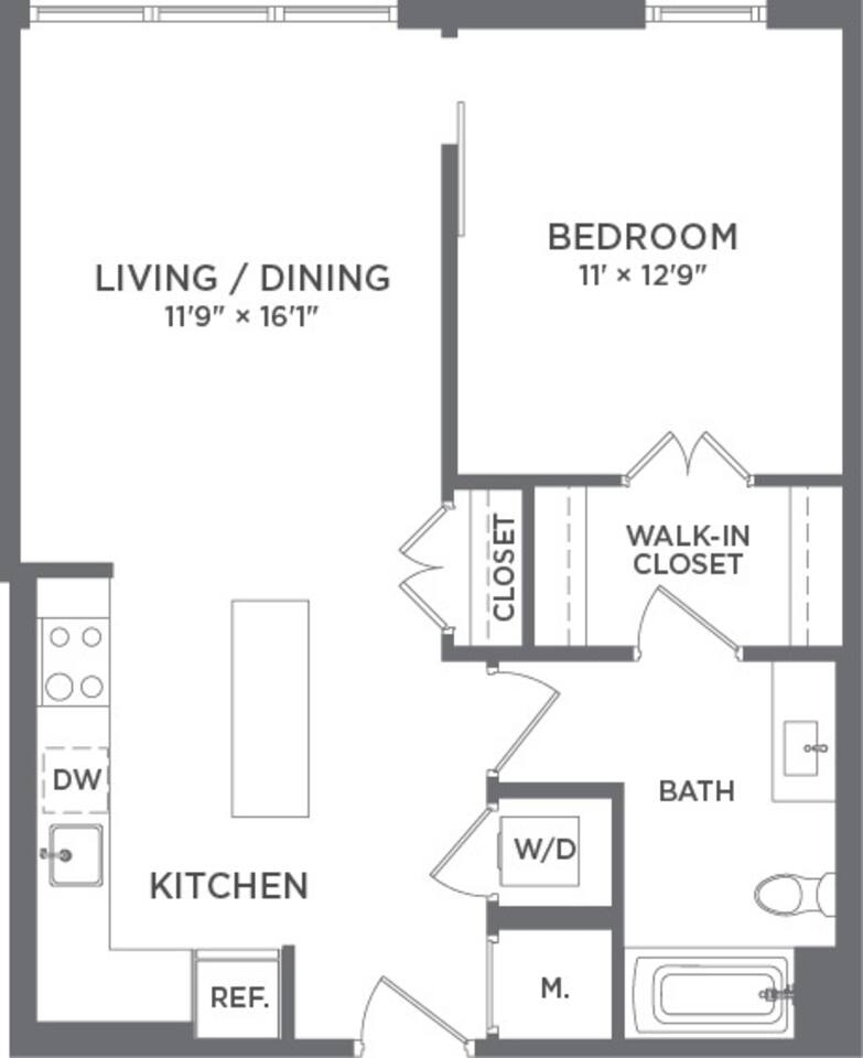 Floorplan diagram for A3, showing 1 bedroom