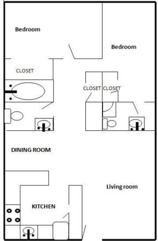Floorplan diagram for 2x2, showing 2 bedroom