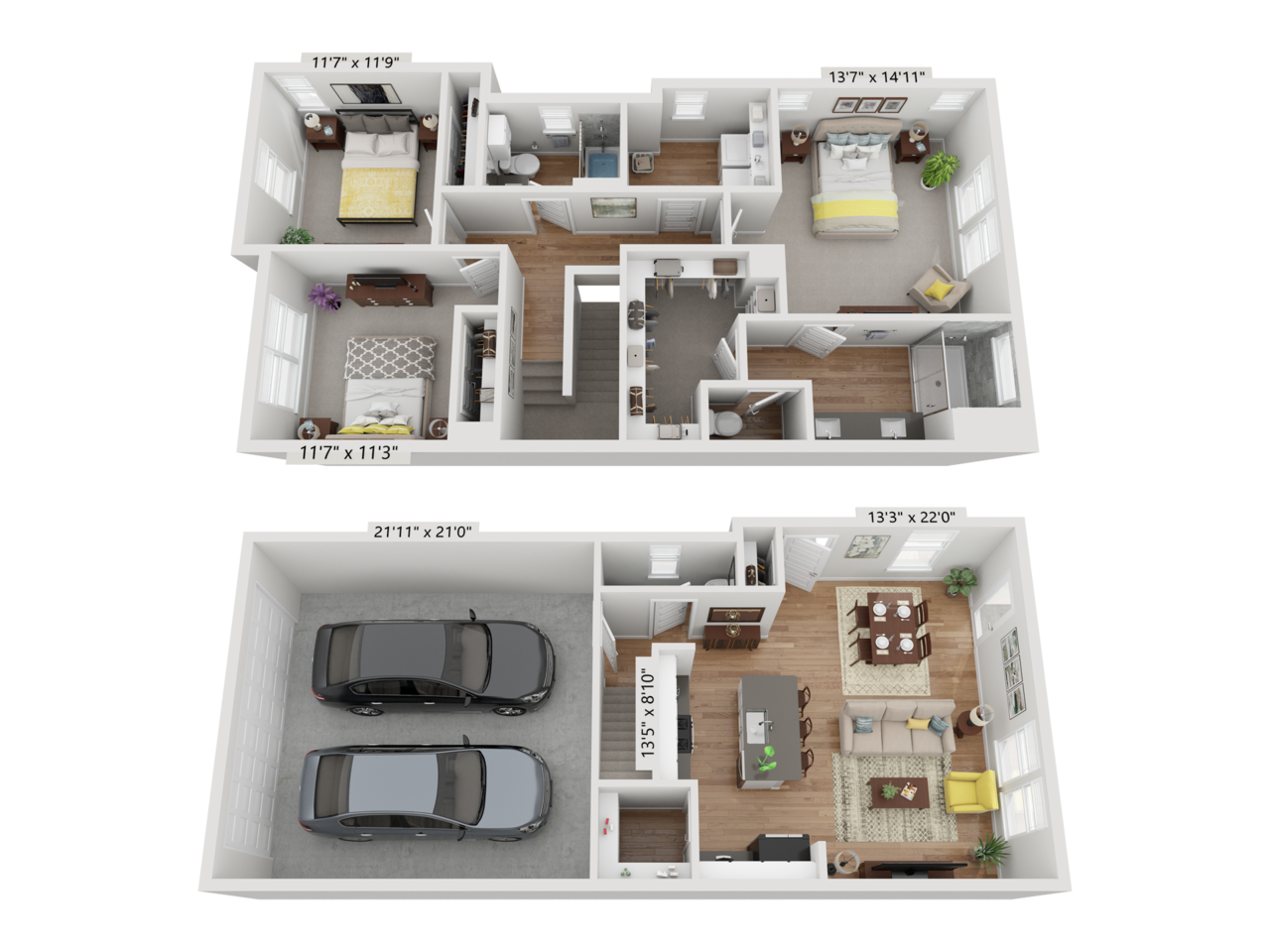 Floorplan diagram for H1, showing 3 bedroom