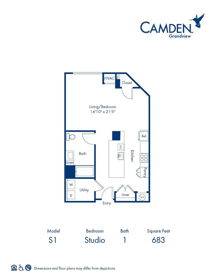 Floorplan diagram for S1, showing Studio