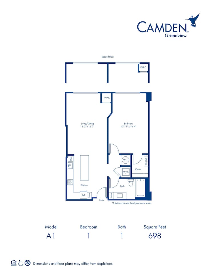 Floorplan diagram for A1, showing 1 bedroom