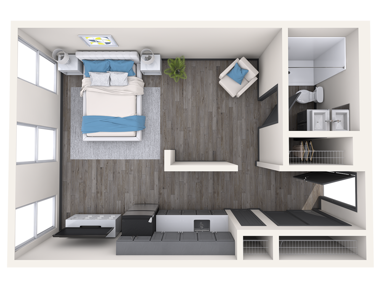 Floorplan diagram for Mission, showing Studio