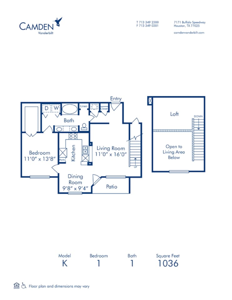 Floorplan diagram for K, showing 1 bedroom