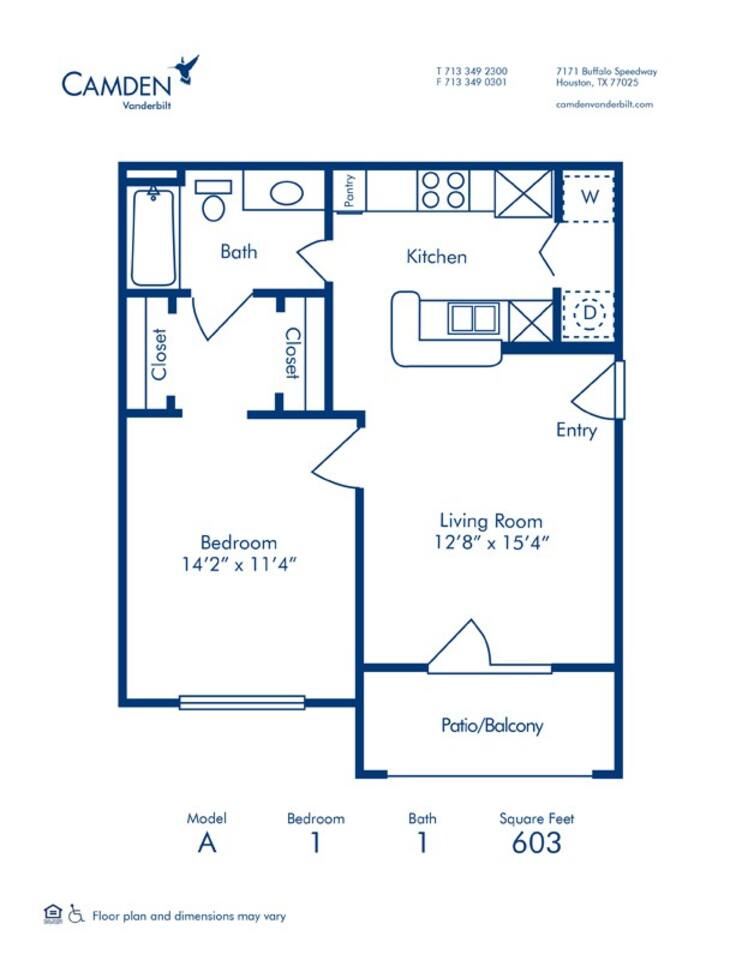 Floorplan diagram for A, showing 1 bedroom