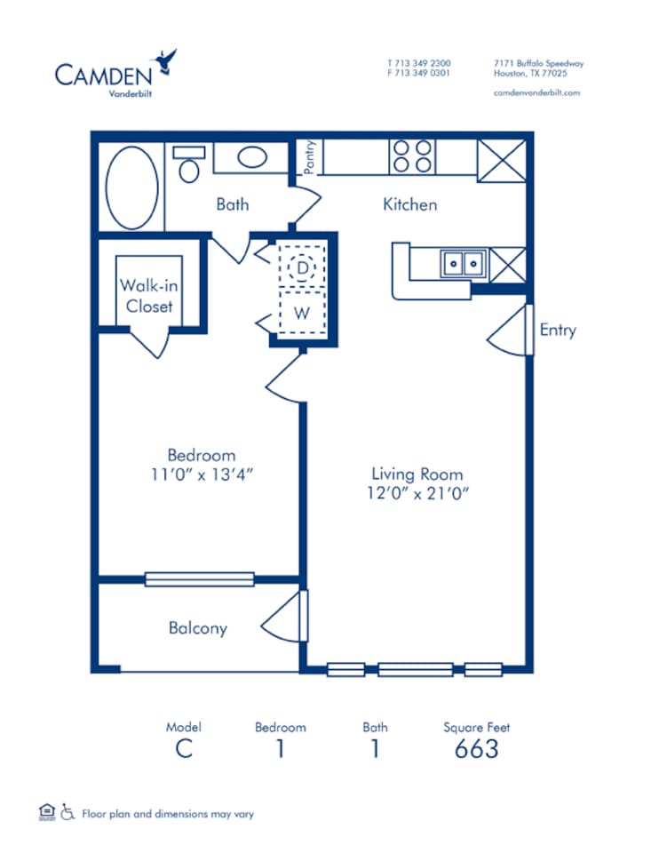 Floorplan diagram for C, showing 1 bedroom